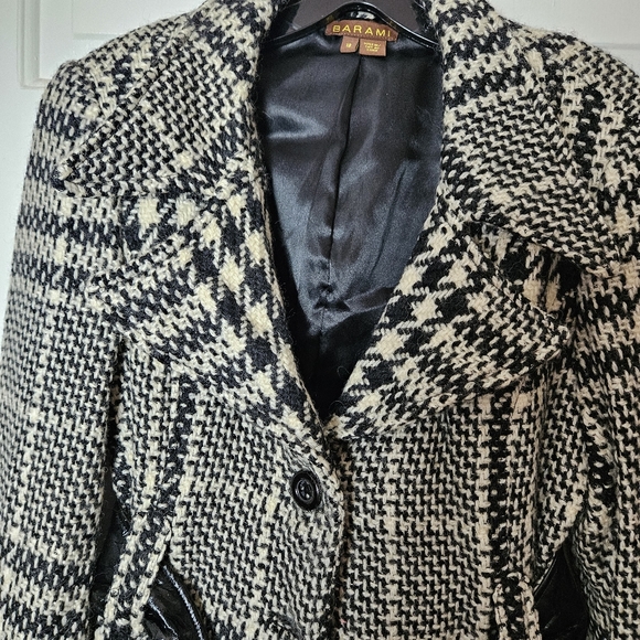 BARAMI Classic Houndstooth Black/White Women Jacket Size 12 - Picture 3 of 13